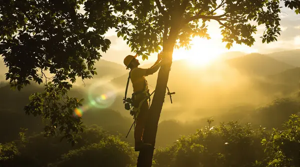 Tree care professional at work in scenic East Hawaii